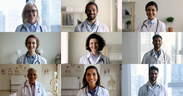 istock Collage of diverse general practitioners in uniform posing for camera 2186944671