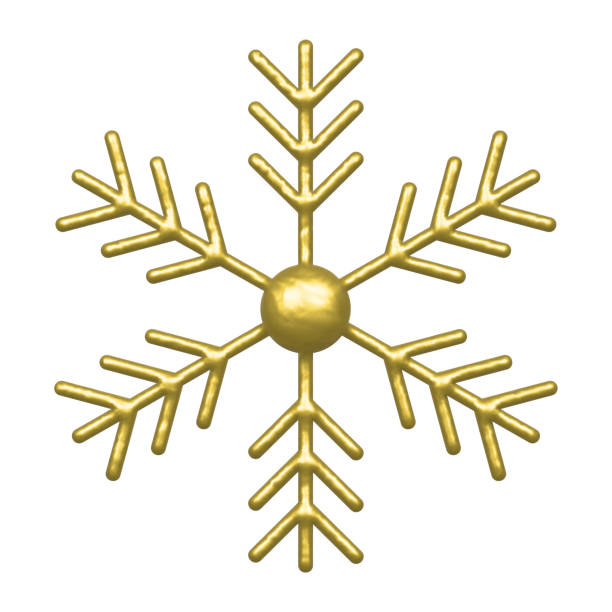 istock 3D rendering of gold snowflakes on white isolation background 2186946178