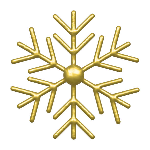 istock 3D rendering of gold snowflakes on white isolation background 2186946179