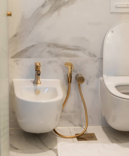 istock white ceramic toilet in hotel room 2186950287
