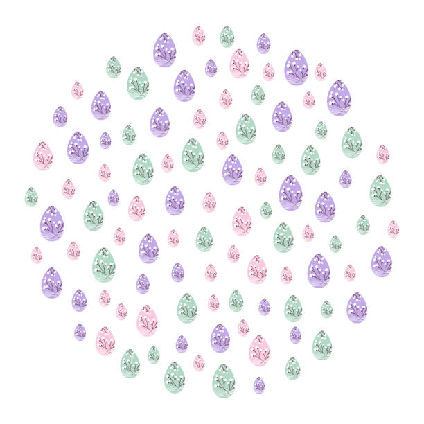 istock Colorful Easter Eggs various scale and colors decorated blossom twigs Circle festive background idea 2186951195