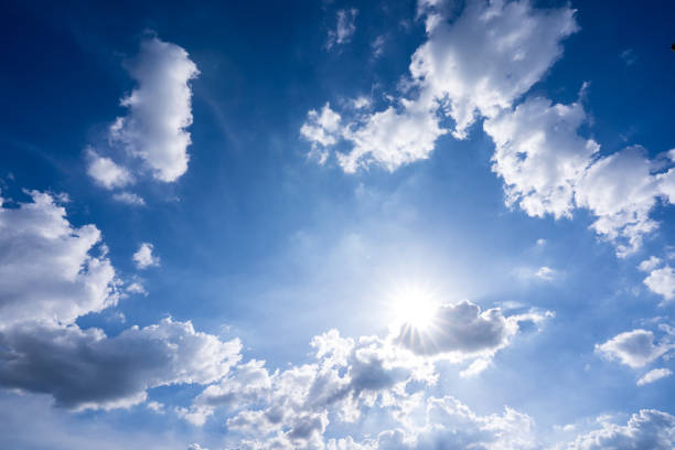 clouds and blue sunny sky,  white clouds over blue sky, Aerial view,  nature blue sky white cleat weather.