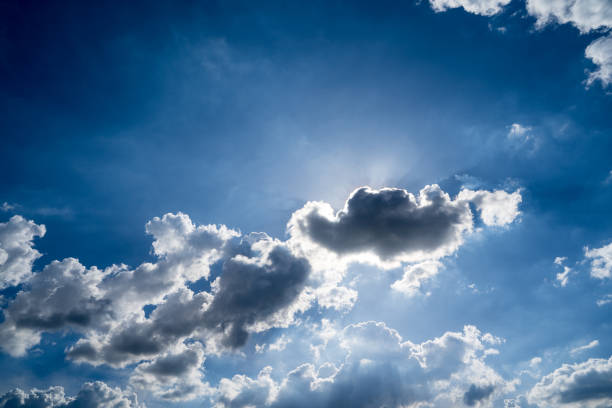 clouds and blue sunny sky,  white clouds over blue sky, Aerial view,  nature blue sky white cleat weather.
