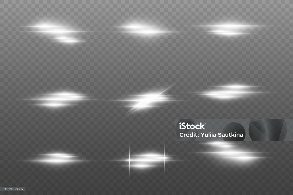 Line Rays Effect Set Of Light Rays And Flashes Horizontal Lines Effect Stock ...