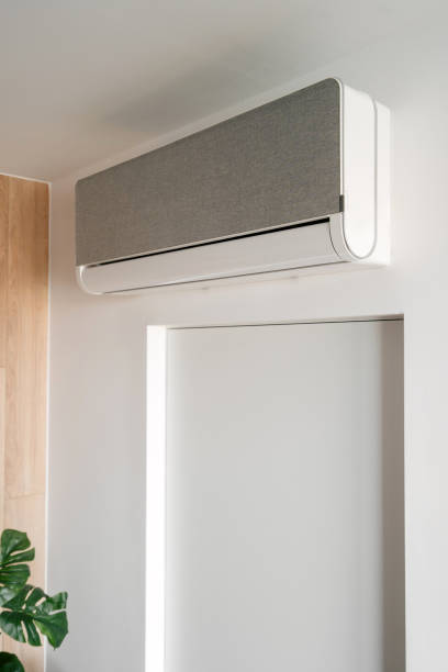 istock Modern air conditioner mounted on wall for optimal climate control in room 2186953155