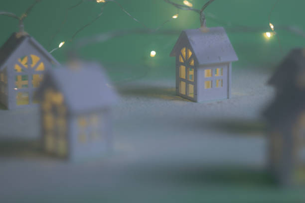 istock Christmas garland. Small lovely huts. 2186953598