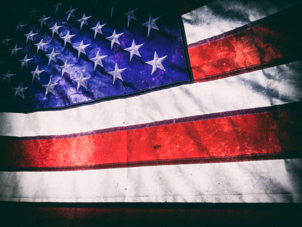 istock Close up vintage style American flag background 2186955151