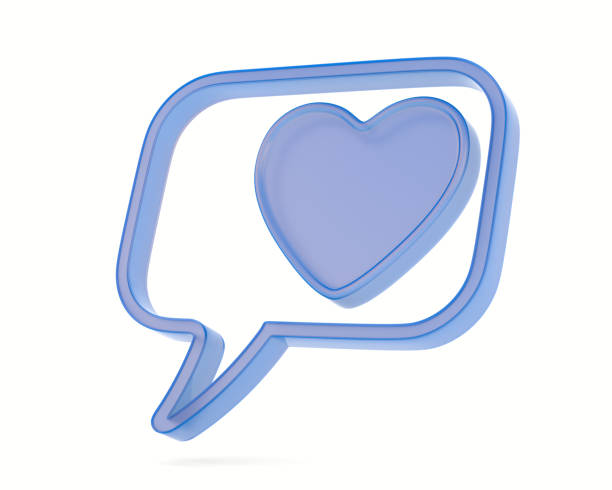 istock Blue Speech bubble and heart on white background. Isolated 3D illustration 2186956932