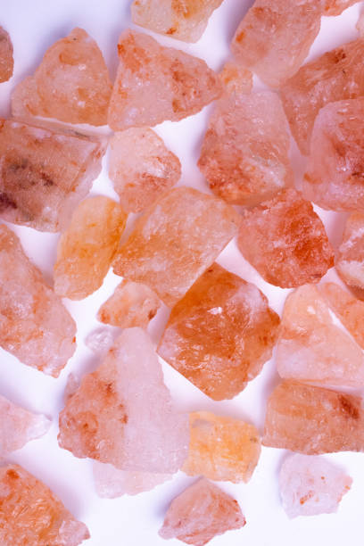istock Pink minerals and crystals on white background 2186957117