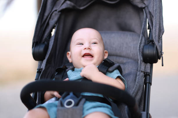 istock Baby boy (9-12 months) in the stroller on the beach 2186957910