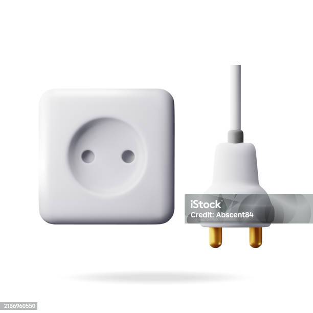 3d White Plug And Socket Isolated Stock Illustration - Download Image ...