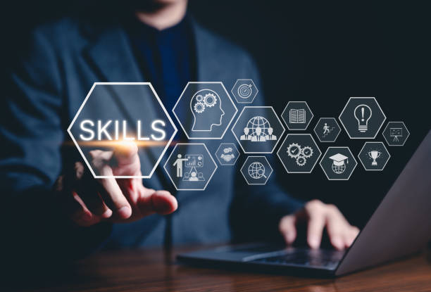 istock Skills Development and Business Learning Concept. A professional interacts with a virtual 