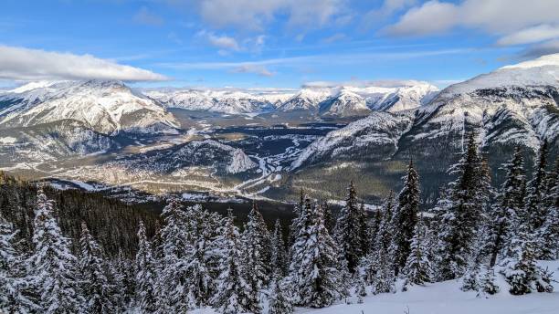 istock Peaceful winter landscaped with snow-capped mountains and a tranquil valley 2186975372
