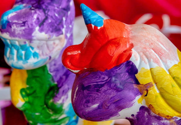 Animal figurines brightly painted