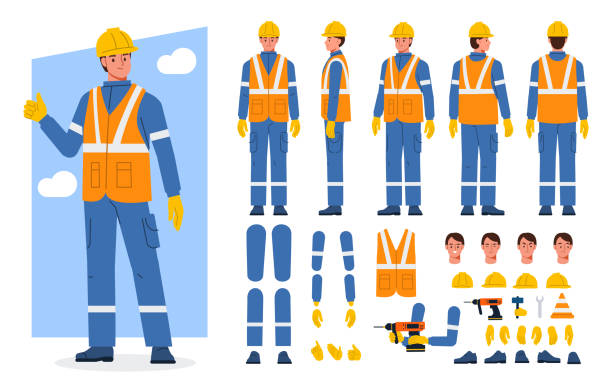 bildbanksillustrationer, clip art samt tecknat material och ikoner med construction worker - byggarbetare