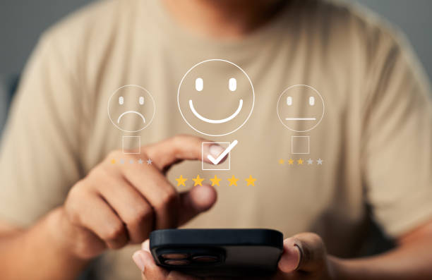 istock Users rate service experiences on online application for customer feedback and satisfaction for enhanced service, Quality service evaluation Through customer satisfaction surveys on online platforms. 2186978313