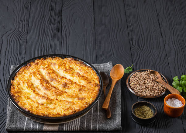 istock vegan shepherds pie of lentils with mashed potato 2186978502