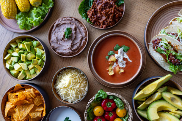Traditional Mexican food served on the table