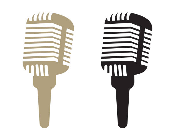 Microphone Symbol Vector Sign, Podcast Icon Flat Microphone Symbol Vector Sign, Podcast Icon music speaker logo stock illustrations