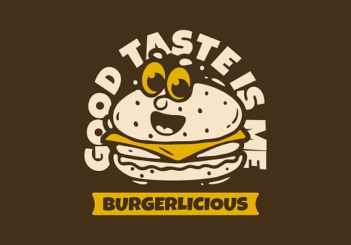 Burgerlicious Infinity Burgerlicious Burger Illustration With Face Illustration In Cartoon ...