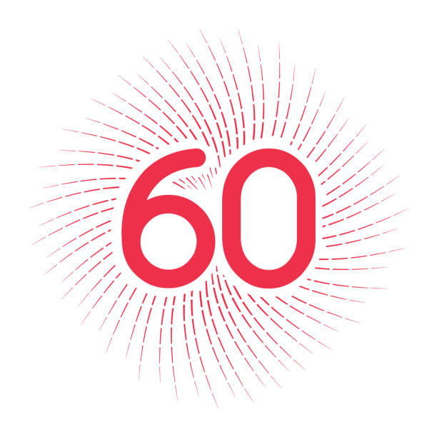 istock Number 60. Sunburst concept anniversary number vector stock illustration 2186990731