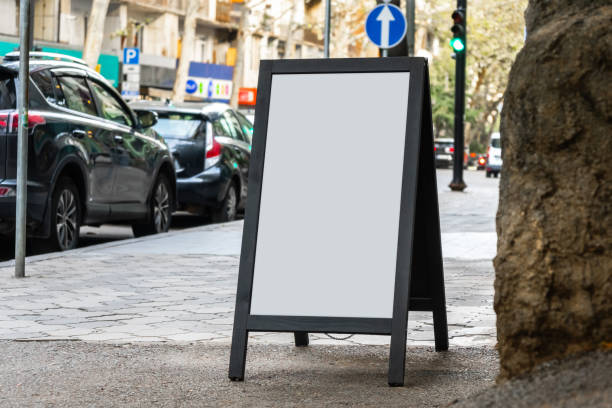 istock Blank white sandwich board on a street 2186991424