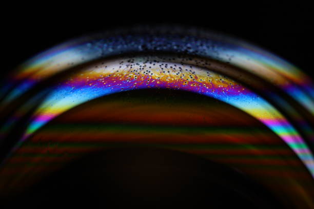 istock Bright rainbow reflection of liquid in macro, silver colors 2187004945