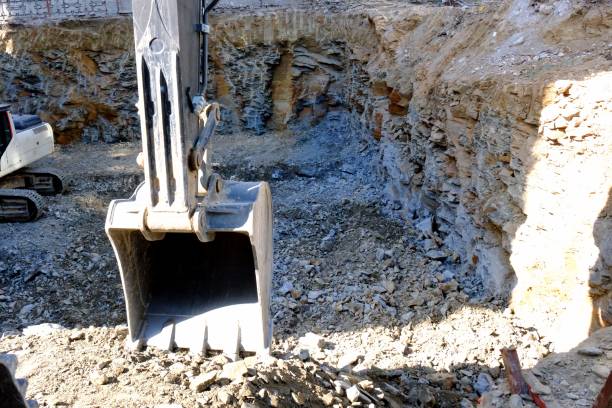 istock Close-up and general photos of construction machines on a construction site 2187005761