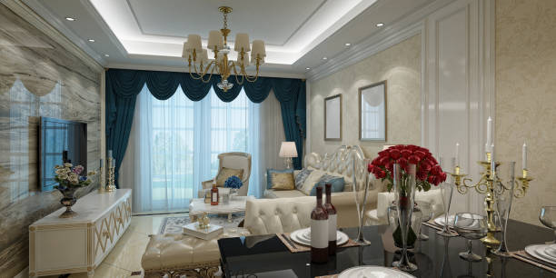 3d render neoclassic living room