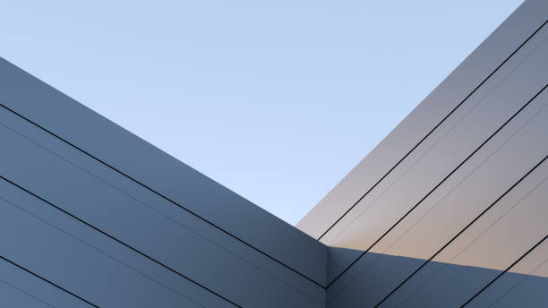 istock Concrete, block wall with sunset beam and sky. Architectural design, minimalism structure. Modern abstract high-rise building,wallpaper.3D render 2187016486