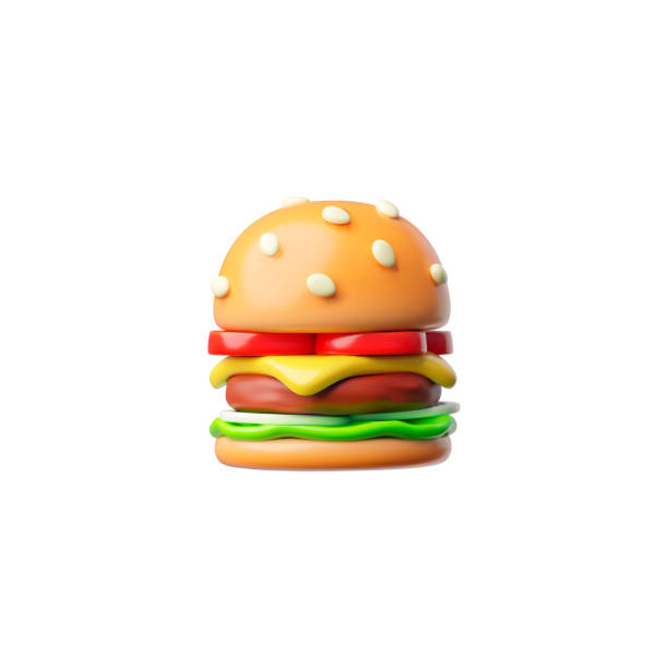 istock Vector 3d illustration of burger with cutlet, cheese and tomatoes and white bun with sesame seeds. 2187018127