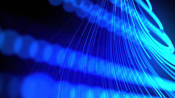 istock Machine learning. Curved Data Lines With Shallow Depth Of Field - Abstract circle digital background 2187019709