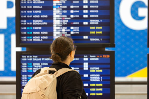 istock Traveler Checking Flight Information 2187019724