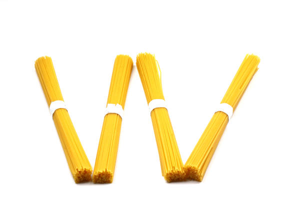pile of spaghetti on white background, top view