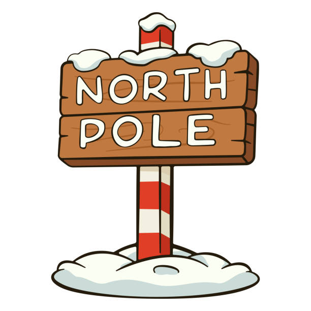 istock Wooden sign covered in snow with the words North Pole 2187023104