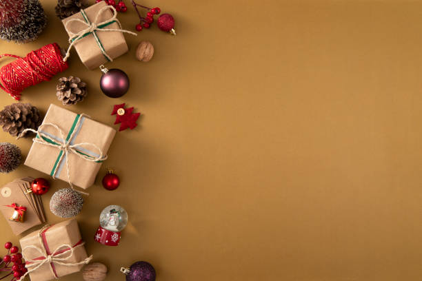 istock Vintage Christmas Background with Gift Boxes 2187025220