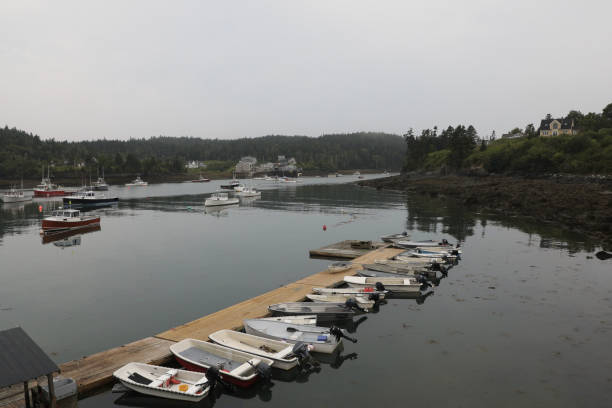 istock Boats moored at a dock, Cutler Harbor, Maine 2187028135