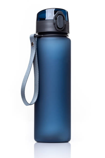 istock Blue frosted plastic drinking bottle for sport on a white background 2187029807
