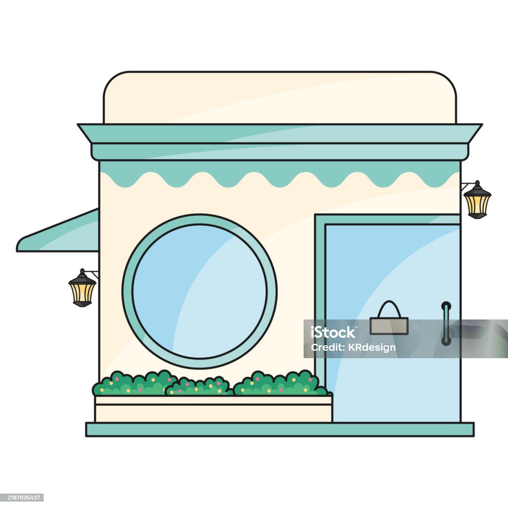 Storefront Windows Vector Storefront Design With Round Window Detail Vector Stock Illustration ...