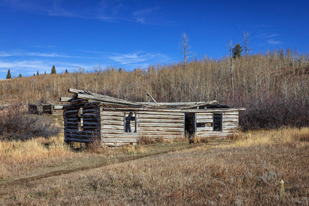 Old run down rustic wooden house in the old gold mining ghost town of Bodie, California.