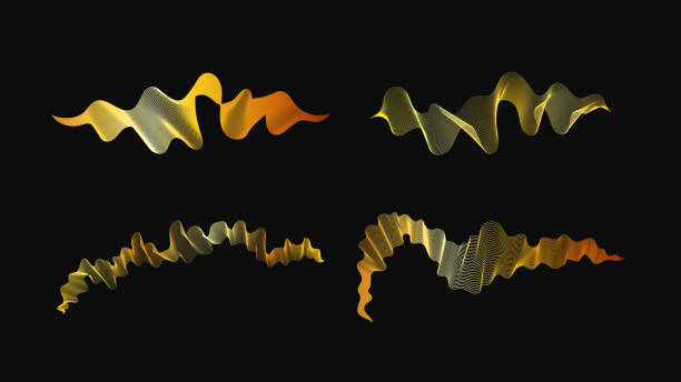 istock Set of abstract backdrops with luxury golden waves 2187046337