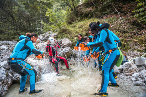 istock Gearing Up Together for Canyoning Exploration 2187047254