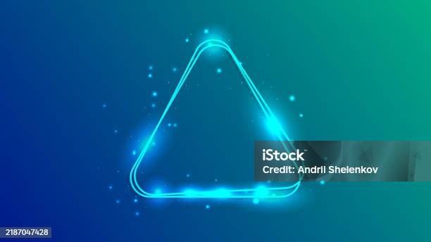 Double Triangle Background Neon Rounded Double Triangle Frame With Shining Effects Stock ...