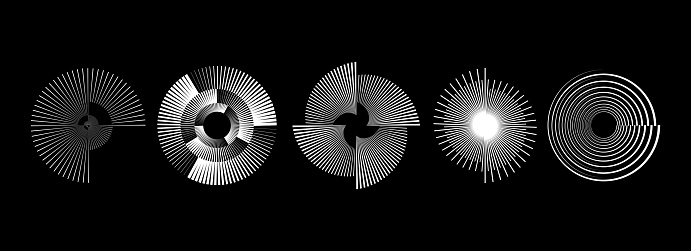 Circular Speed Pattern White Radial Spiral Patterns Set Circular Spinning Speed Line Forms ...