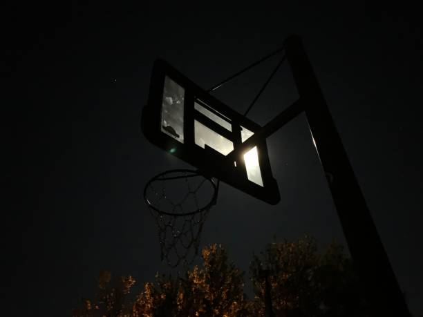 istock Basketball Hoop at Night 2187047872
