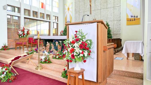 istock Christmas celebration and decoration in a church 2187049192