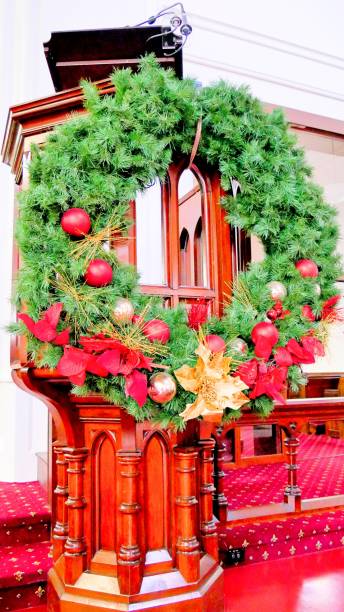 istock Christmas celebration and decoration in a church 2187049216