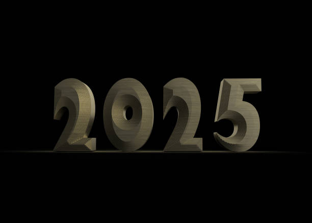 istock Golden 2025 sign representing upcoming new year on black background 2187057021