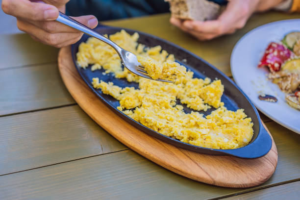 istock Traditional Montenegrin Meal. Kacamak in a black pan 2187062951
