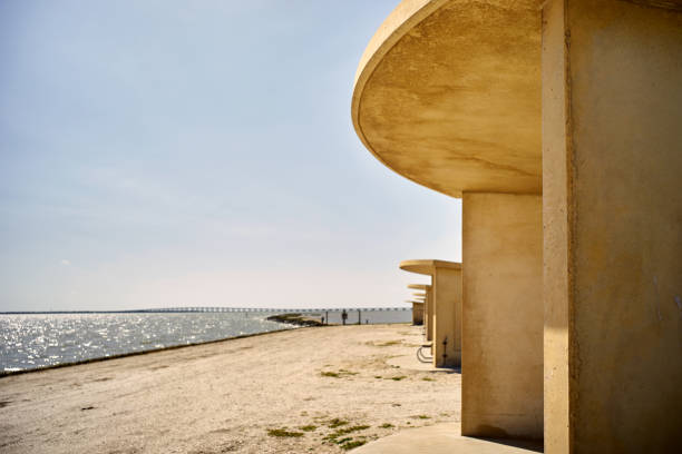 istock Distinctive architectural structures on the sandy shore of the G 2187066389